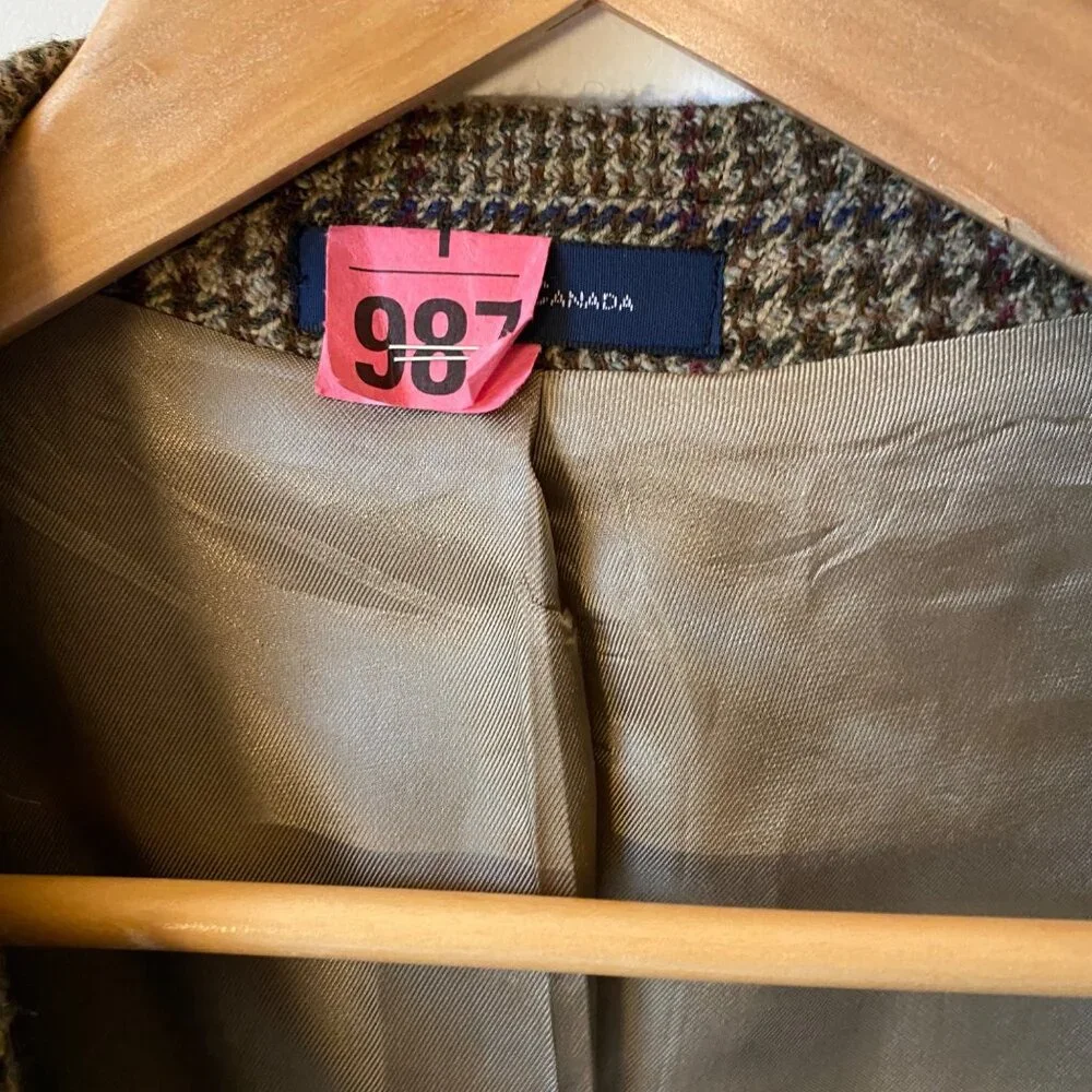 Ralph‎ Lauren brown wool tweed sport jacket blazer 3 buttons office men 44T
